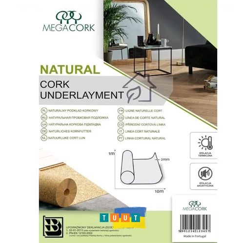 Подложка пробковая MegaCork Cork Underlayment 2 мм